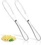 2 Pack Stainless Steel Butter Spreader Knife, 3 in 1 Multi-Function Butter Curler & Spreader with Serrated Edge for Butter Cheese Jams Jelly