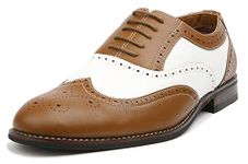 Ferro Aldo Arthur MFA139001D Mens Wingtip Two Tone Oxford Black and White Spectator Dress Shoes, Brown, 6 UK