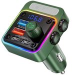 Nulaxy 54W Bluetooth 5.3 Car Adapter with 4 Charging Ports [PD 36W & QC3.0 18W], Wireless Radio FM Transmitter with Deep Bass Player & 5 Colors LED Backlit, Hands-Free Calling - NX16 Green