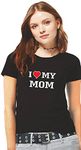 Hangout Hub Women's Round Neck T-shirt I Love My Mom (Black;Small (34) ;) Pack of 1 Family T-shirt