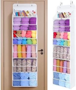 Univivi Hanging Yarn Storage Organizer with 6 Zipper Closure Compartments, Large Capacity Knitting Organizer Storage, Over the Door Hanging Yarn Holder for Knitting Needles, Crochet Hooks(Clear White)