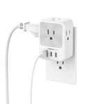 Outlet Extender with USB C Charger Block, TESSAN Surge Protector Multi Plug Outlet with 4 Plug Splitter, 1 USB A Port and 2 USB C Ports, Multiple Outlet Expander for Home Office Dorm Room Essentials