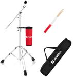 Vangoa Cymbal Stand Boom/Straight Set, Heavy Duty Double Braced Legs with Padded Bag and Drumstick Bag, Adjust Height (32-57) in, 8.8lbs