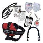 ActiveDogs Full Service Dog Kit - Large Red - Service Dog Vest Harness with Handle, Service Dog ID, ID Holder, ADA Service Dog Cards, Medical Alert Keychain, Service Dog Leash & Service Dog Patches