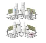 TORO Shower Caddy Corner Bathroom Shelf, Wall Mounted Bathroom Storage Organizer for Toilet, Dorm and Kitchen, (02 Pack) (Silver)