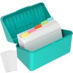 MaxGear Index Card Holder Set, 3x5 Index Card Organizer with Dividers, Plastic Index Card Box for Flash Cards, Note Cards, Recipe Cards, 5 Color Index Cards, 100 Ruled Cards, 300 Card Capacity, Blue