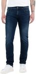 Replay Men's M914 Anbass Power Stretch Jeans, 0073 Dark Blue, 34W / 32L