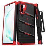 ZIZO Bolt Series Samsung Galaxy Note 10 Case | Heavy-Duty Military-Grade Drop Protection w/Kickstand Included Belt Clip Holster Lanyard (Black/Red)