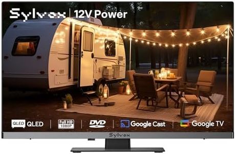 SYLVOX RV TV, 12V QLED TV with DVD Player Built-in, 22 Inch Smart Television for Camper, 12 Volt DC Power Low Energy Consumption, HD 1080P, Bezel Less Design