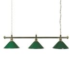 Brass Snooker or Pool Table Light Rail with 3 Green Shades