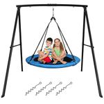 Trekassy Saucer Swing with Frame for Kids Outdoor, 440lbs Heavy Duty Metal Swing Sets for Backyard with Swing Stand