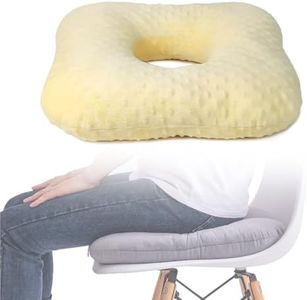 Hshbxd Donut Pillow for Tailbone Pain Relief, Wheelchair Cushion for Hemorrhoids and Bed Sores, Pregnancy, Donut Pillow Suitable for Office, Long Travel, Car and Home Sofa(Goose Down Yellow-Bean)
