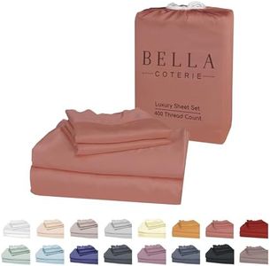 BC BELLA COTERIE Bamboo Split King Sheet Set for Adjustable Bed | Organically Grown | Ultra Soft | Cooling for Hot Sleepers | 18/'' Deep Pocket [Raisin]