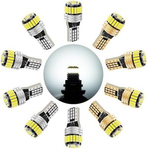 SEALIGHT 194 LED Bulb 6000K White 168 T10 2825 W5W 600% Brightness Wedge Interior Car Bulbs Replacement for License Plate Lights Dome Map Door Courtesy Trunk Parking, 10 PCS