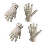 2 Pairs Pigskin Leather Work Gloves for Men & Women, Rigger Glove for Driver, Construction, Yardwork, Gardening (S, Beige)