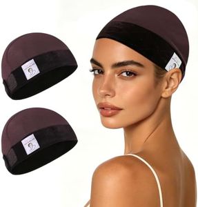 HappClan 2 PCS Velvet Wig Grip Cap for Women, 2-in-1 Non Slip Wig Caps for Lace Front Wigs, Breathable Soft Wig Band Grip for Glueless Wigs, Adjustable No Headache Wig Liner for Sport & Daily, Brown