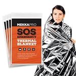 MEKKAPRO SOS Camping Emergency Mylar Blankets (4-Pack), Pocket Sized for Emergencies, Camping, Outdoors, Hiking, Survival, First Aid (Silver)