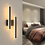 Comely Modern LED Wall Lights Indoor, 32W Modern Nordic Style Long Wall Light, Black Indoor Wall Lamp for Bedroom Living Room Background Decoration Office Corridor Stairs - Warm White 3000K