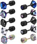 Firtink 5 Pairs Titanium Earrings Women Men Stud Earrings Screw Back Surgical Stainless Steel Stud Earrings Sleeper Earrings Rainbow 5A Cubic Zirconia Studs Double Side Earrings