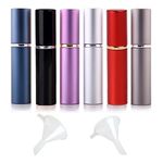 Elife Set of 8 6pcs 6ml Portable Mini Refillable Perfume Scent Aftershave Atomizer Empty Spray Bottle with 2 Funnel Filler for Travel Purse