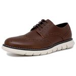 Nautica Men's Dress Shoes Wingtip, Lace Up Oxford Business Casual, Brown Smooth, 12