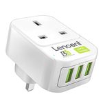 LENCENT USB Outlet Plug Extender with 3 USB Ports, 1 Way USB Plug, Multi Outlet Wall Charger Adapter, USB Mains Charger Plug Extension, Ideal for Home, Office 3250W