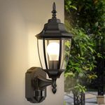 Lamomo Outdoor Wall Lights, Outside Motion Sensor Lights Mains Powered, Waterproof Aluminium PIR Security Light Outdoor, Traditional Lamp for Porch