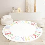 SHIPKEY Nursery Rug, Round Play Rug for Kids, Colored Alphabet Nursery Area Rug, Kids Bedroom Rug, Non-Slip Mat, Carpet for Living Room (4 Feet)