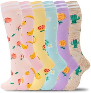 fenglaoda Compression Socks for Women Men Support Circulation 6 Pairs Socks For Nurse, Travel, Flight