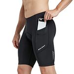 BALEAF Men's Cycling Shorts 3D Padded Bicycle Bike Pants with Side Pockets, UPF 50+ and Quick-Dry Black Size S