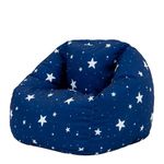 icon Kids Bean Bag Chair, Navy Blue Bean Bag with Stars, Girls Bean Bag or Boys Bean Bag, Kids Bean Bag with Filling Included, Arrives Pre Filled