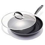 OXO Good Grips 12" Frying Pan Skillet with Lid, 3-Layered German Engineered Nonstick Coating, Stainless Steel Handle with Nonslip Silicone, Black