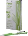 Pentel Twist-Erase CLICK Mechanical Pencil, (0.7mm), CLEAR Barrel, Lime Green Grip, 12 pack (PD277TK)