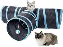 SlowTon Cat Tunnel Toy, Crackle Paper Collapsible Tube 3 way kitten tunnel toyThree Connected Run Road Way Tunnel Catnip House with Fun Ball Puzzle Exercising and Playing for Kitten, Rabbits and Small Dogs