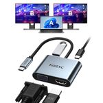 KOZYC USB C to HDMI VGA Adapter, 4 IN 1 Multiport Hub with 4K HDMI, VGA, USB 3.0, 100W PD, USB-C to Dual Monitors, Support Extend & Mirror Mode, Compatible with MacBook Pro/Air, Dell