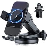 Wireless Car Charger, HYUNDAI 15W Qi Fast Charging Auto Clamping Car Charger Phone Mount, Windshield Dashboard Air Vent Phone Holder, for iPhone 14/13/12/11/X, Samsung Galaxy S22+/S21/S10/Note 20