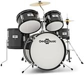 Junior 5 Piece Drum Kit for Kids Age 5-10 by Gear4music Black