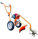 DVI 50CC 4 Stroke Trolley Brush Cutter| with Weeder Attachment | for Grass Trimming & Weeding/Cultivating/Tilling Come with 80T, 3T, 2T Blade & TAP N Go with Cultivator Attachment.