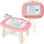 Kikidex Magnetic Drawing Board, Toddler Girl Toys for 1-2 Year Old, Doodle Board Pad Learning and Educational Toys for 1 2 3 Year Old Baby Kids Birthday Gift (Pink)