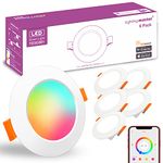 Led Downlights for Ceiling 3 inch 7W for Alexa，Bluetooth Smart Ceiling Spot Lights by APP Control，Recessed Lights Warm White - Colour Changing RGB Lighting for Living Room et (Cutout φ75-85mm) 6pack