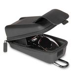 USA Gear Hard Shell Glasses Case - Protective Eyewear Holder Compatible with Sunglasses, Safety Glasses, Reading Glasses, and More - Top Loading Rugged Hard Case with Belt Loop and Carabiner (Black)