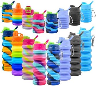 8 Pcs Collapsible Water Bottles 16 oz Portable Foldable Water Bottles Silicone Leak Proof Travel Water Bottle Reusable Sports Water Bottle with Metal Clip for Camping Hiking Travel (Mixed Color)