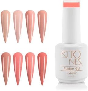 Tones Professional Rubber Gel for Nail Reinforcement, Flexible Self-Leveling Formula, UV LED Soak-Off, No Shrinking or Lifting (8 Colors x 15 ml, En Pointe)