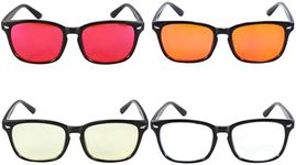 Sleep ZM 4 Pack Wayfarer Blue Light Glasses with Red, Amber, Yellow and Clear Lens Helps Protect You Day and Night