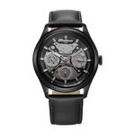 Titan Mens Octane Quartz Multifunction Black Dial with Black Leather Strap Watch