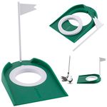 Golf Putting Mat Practice, Indoor Outdoor Golf Putting Cups and Flags Plastic Golf Putting Cup Practice with Adjustable Hole & White Flag