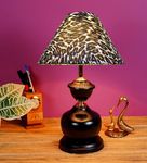 VRCT Metal Beautiful Black And Gold Table Lamp With 10 Inch Shade (Tiger, Led)