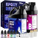 GRLELOU Epoxy Resin Kit 70OZ Clear Epoxy Resin, Self-Leveling Coating & Casting Resin Epoxy for Art Crafts, Jewelry Making, Resin Molds, Art Resin, Not Yellowing & Bubble Free 1:1 Easy Mix (35OZ×2)