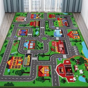 Kids Carpet Playmat Rug 78.7"x59", Car Rug for Kids Cars, Non-Slip Town City Road Map Kids Rug for Playroom Bedroom Boys, Kids Car Mat Road Rug, Track Rug Car Play Rug for Kids (78.7X59 INCH)