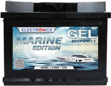 Batterie Gel 80Ah Marine Edition 80 Ah 12V pour Voiture, Camping-Car Solaire - Batterie à Décharge Lente pour Alimentation Fiable Voiture Rechargeable